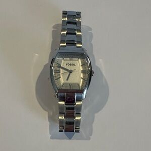 Fossil Silver-Tone Watch with White Dial